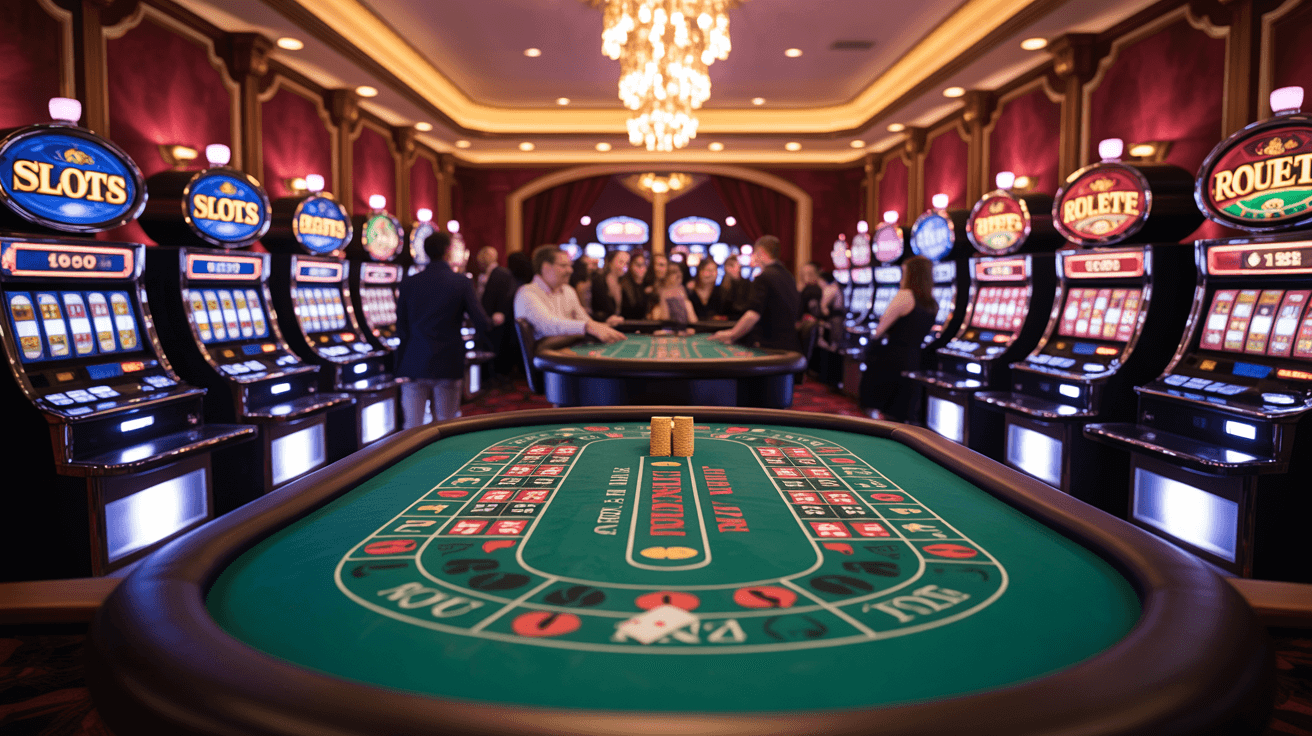 Collection of casino-style games including slots, poker, and roulette